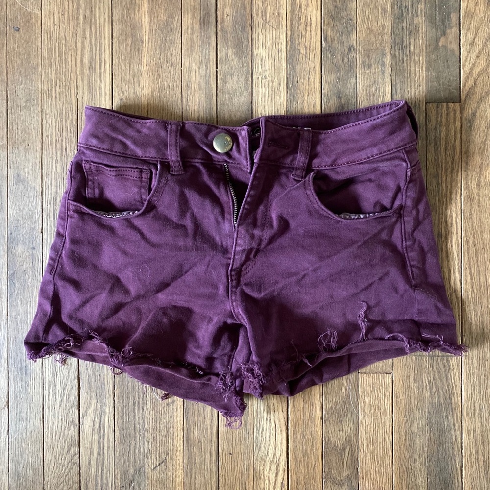 Wine colored AE high rise shorts